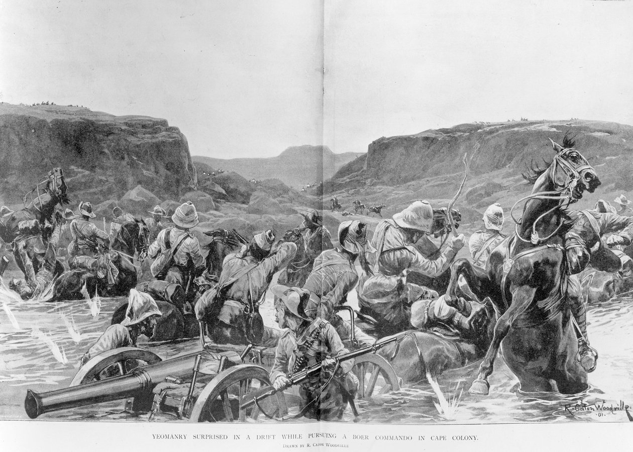 Yeomanry overraskede i en drift, mens han forfulgte en Boer Commando i Kapkolonien af Richard Caton Woodville junior