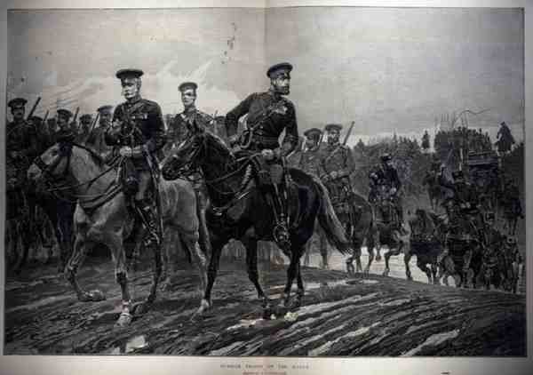 Russiske tropper på marts, fra The Illustrated London News, 5. marts 1887 af Richard Caton II Woodville