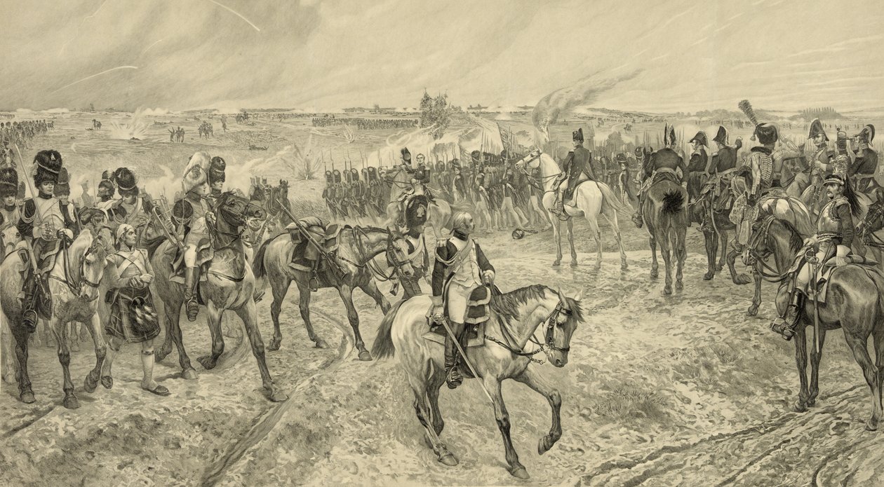 Napoleon I med sin gamle garde ved Waterloo, graveret af Jules Jacquet (1841-1913) af Richard Caton Woodville