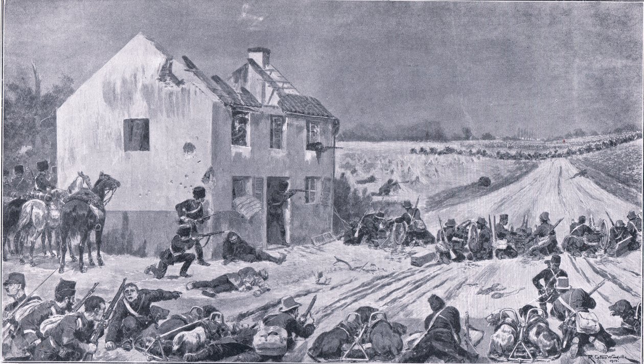 Scene fra slaget ved Haelen, hvor de belgiske tropper besejrede angriberne, fra The Great War The Amalgamated Press Limited, 1914 af Richard Caton Woodville