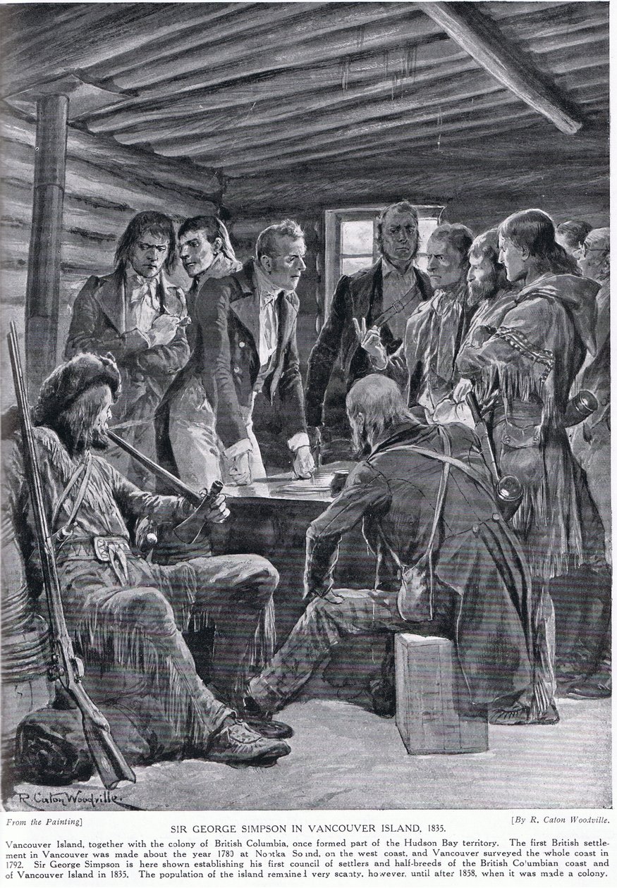 Sir George Simpson i Vancouver Island, 1855, illustration fra 