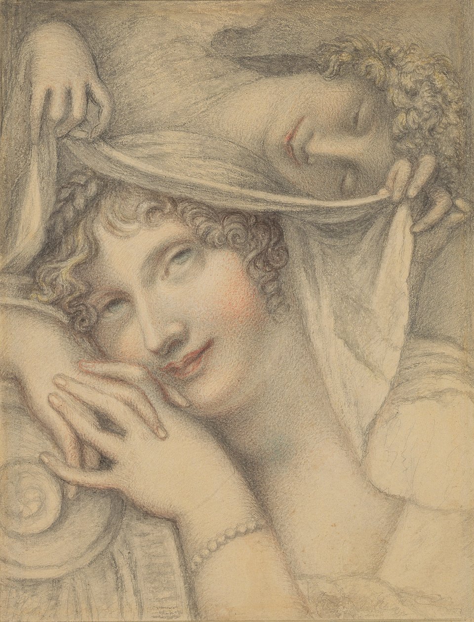 Portræt af fru Udy eller "Beauty Embraced by Sleep", ca.1804 (wc med blyant på papir) af Richard Cosway