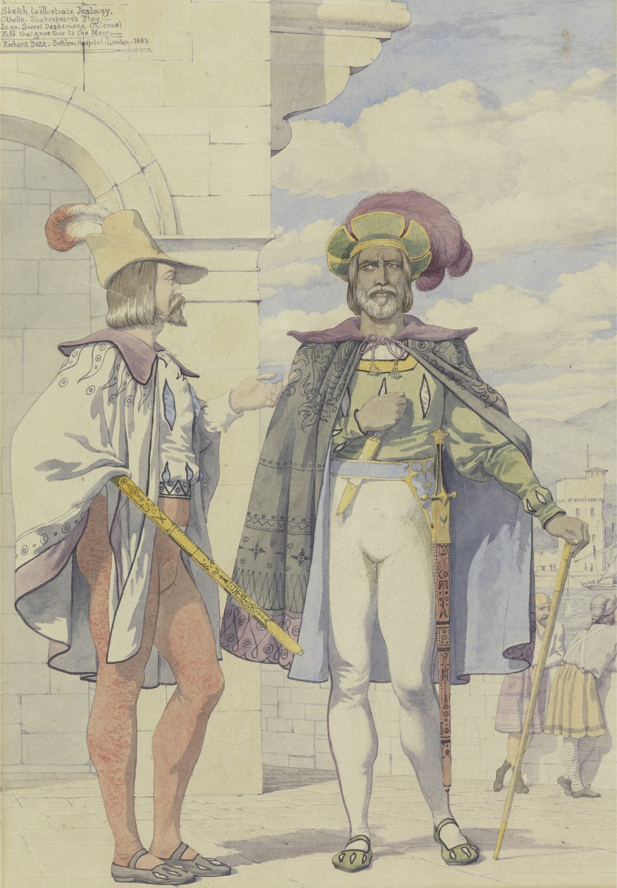 Sketch to Illustrate Jealousy, 1853 (pen, blæk, wc og grafit på papir) af Richard Dadd
