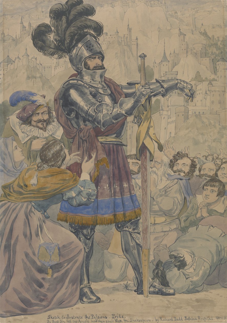 Sketch to Illustrate the Passions: Pride, ca. 1853-55 (wc, pen og grafit på papir) af Richard Dadd
