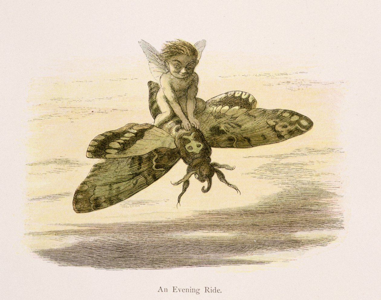 En aftentur, illustration fra "In Fairyland: A Series of Pictures from the Elf-World" af William Allingham og Andrew Lang af Richard Doyle