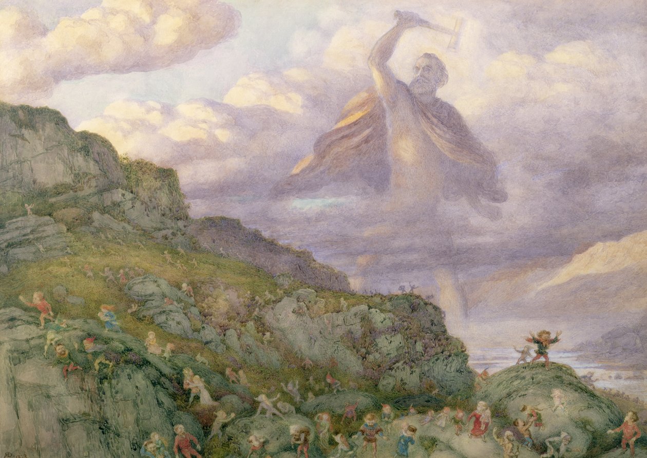 Guden Thor, der jager dværgene, 1878 af Richard Doyle