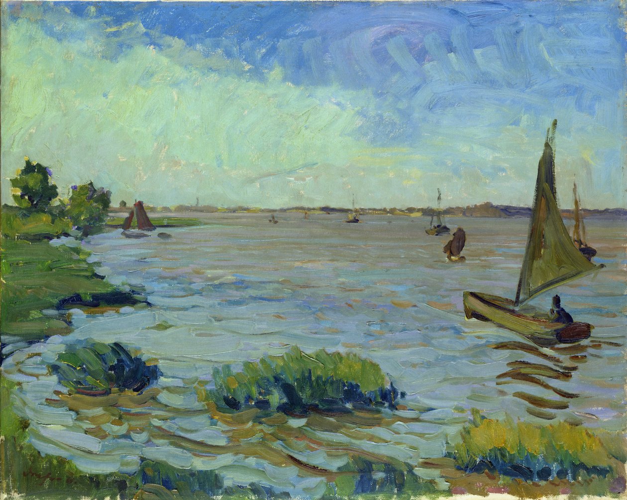Blæsende dag på Elben, 1911 af Richard Dreher
