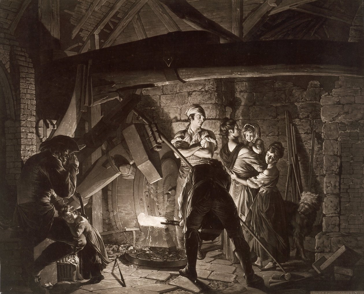En Iron Forge efter Joseph Wright fra Derby af Richard Earlom