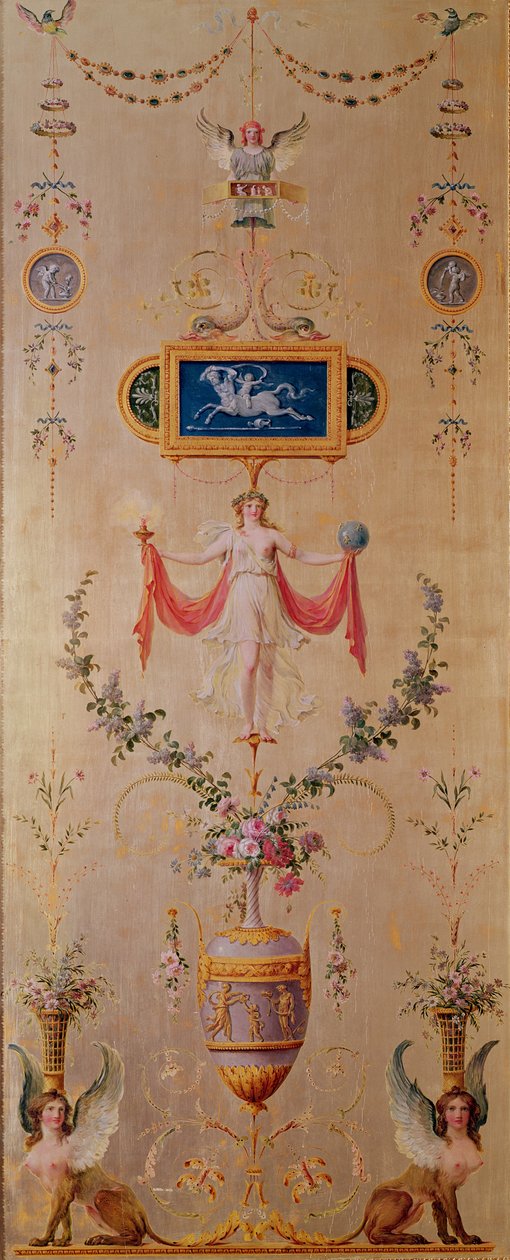 Panel fra Marie-Antoinettes boudoir (1755-93) ca. 1786 (vægmaleri) af Richard Mique