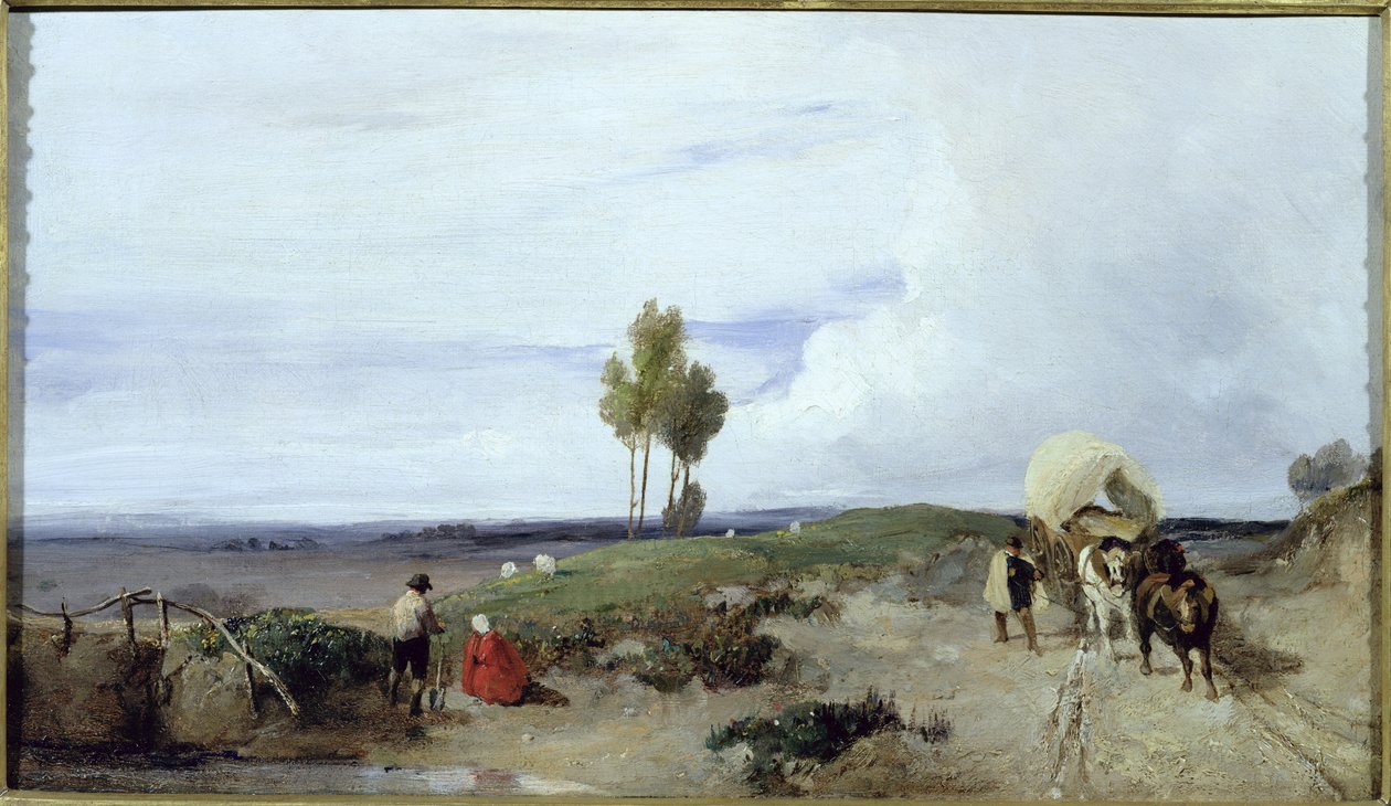 En Ford på vejen fra Boulogne til Paris, der ser mod St. Omer, ca. 1824 af Richard Parkes Bonington