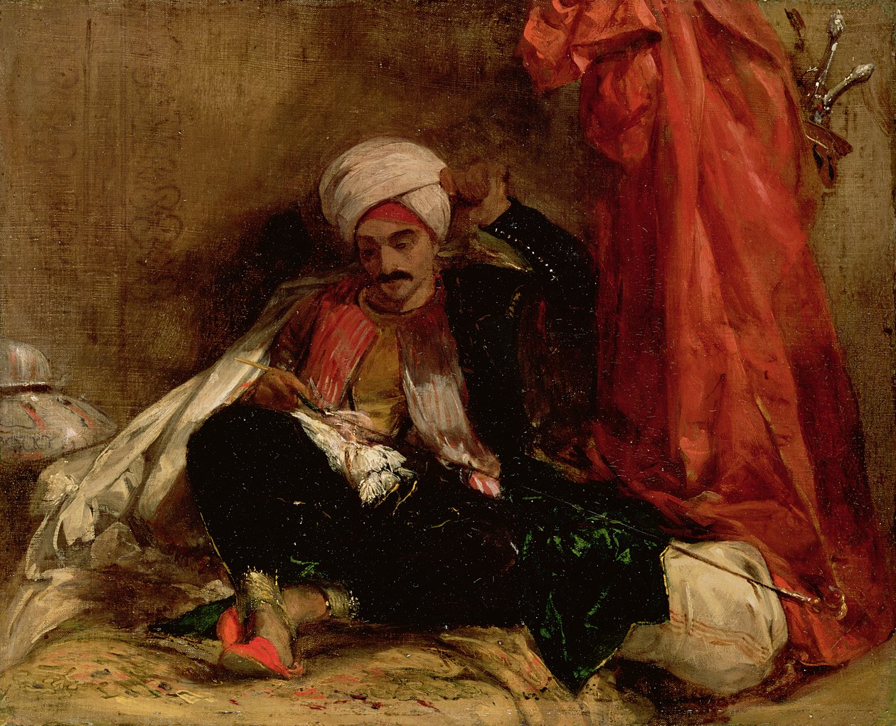 En siddende tyrker, 1826 af Richard Parkes Bonington