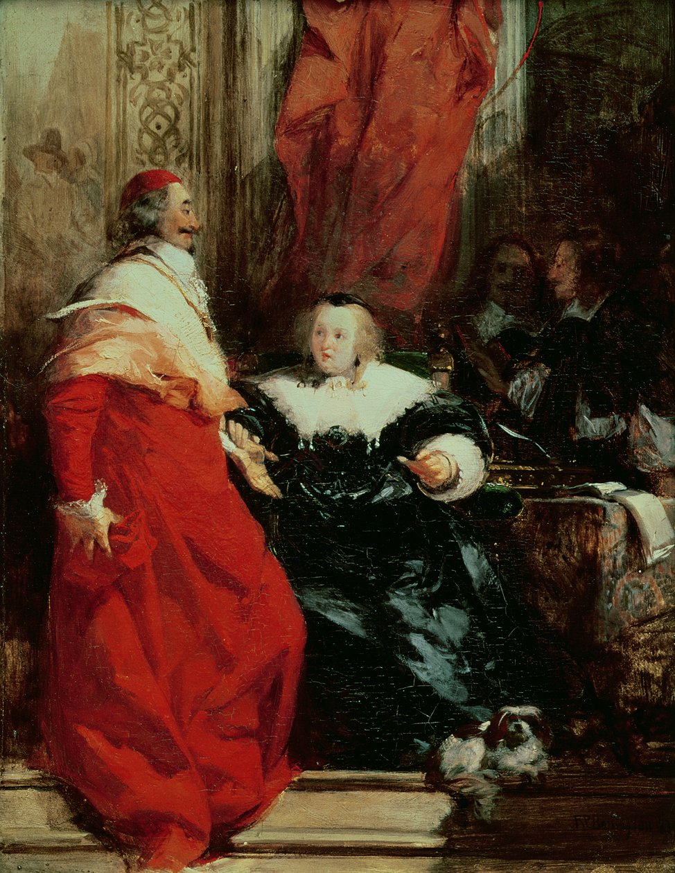 Anne af Østrig (1601-66) med kardinal Mazarin (1602-61) (olie) af Richard Parkes Bonington