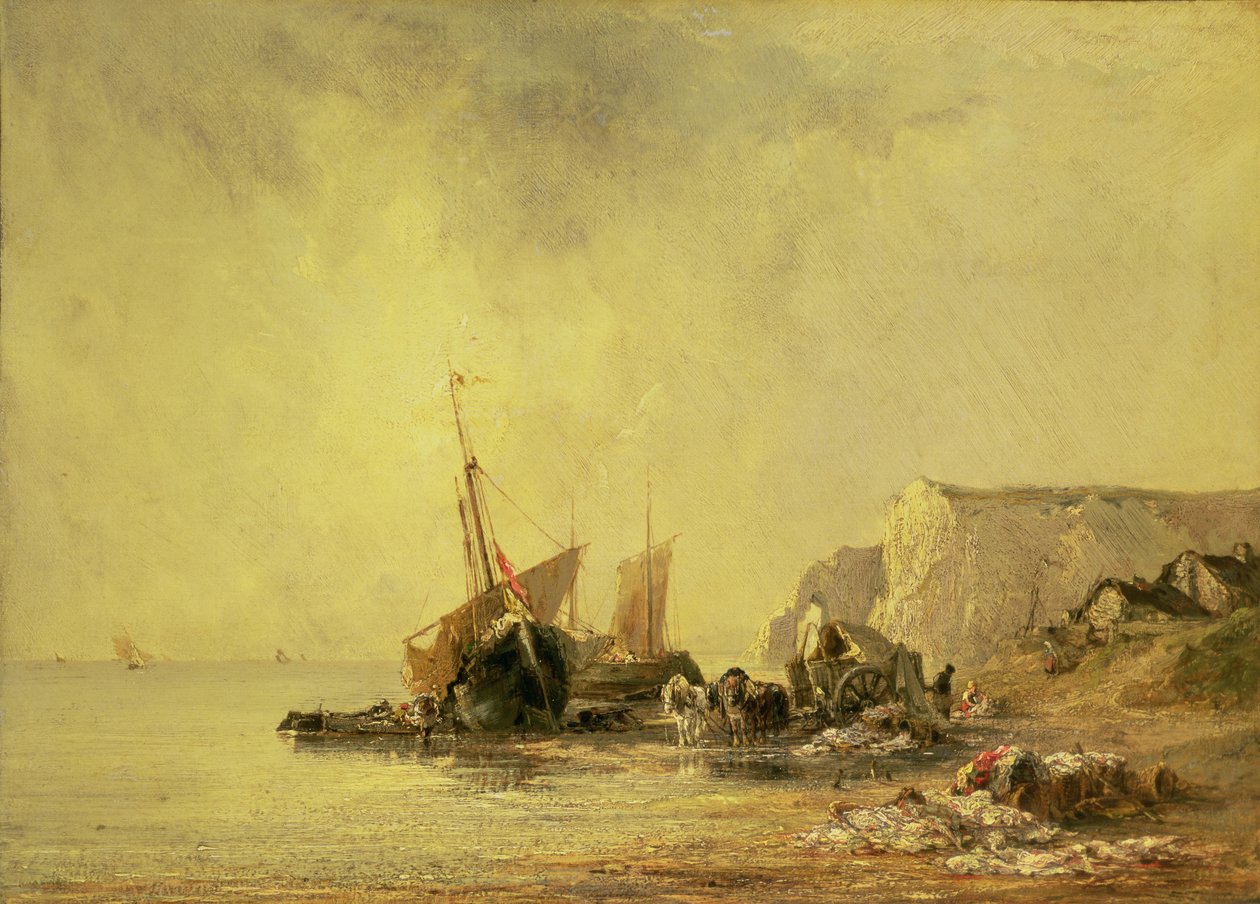 Både ved Normandiets kyst, ca. 1823 af Richard Parkes Bonington