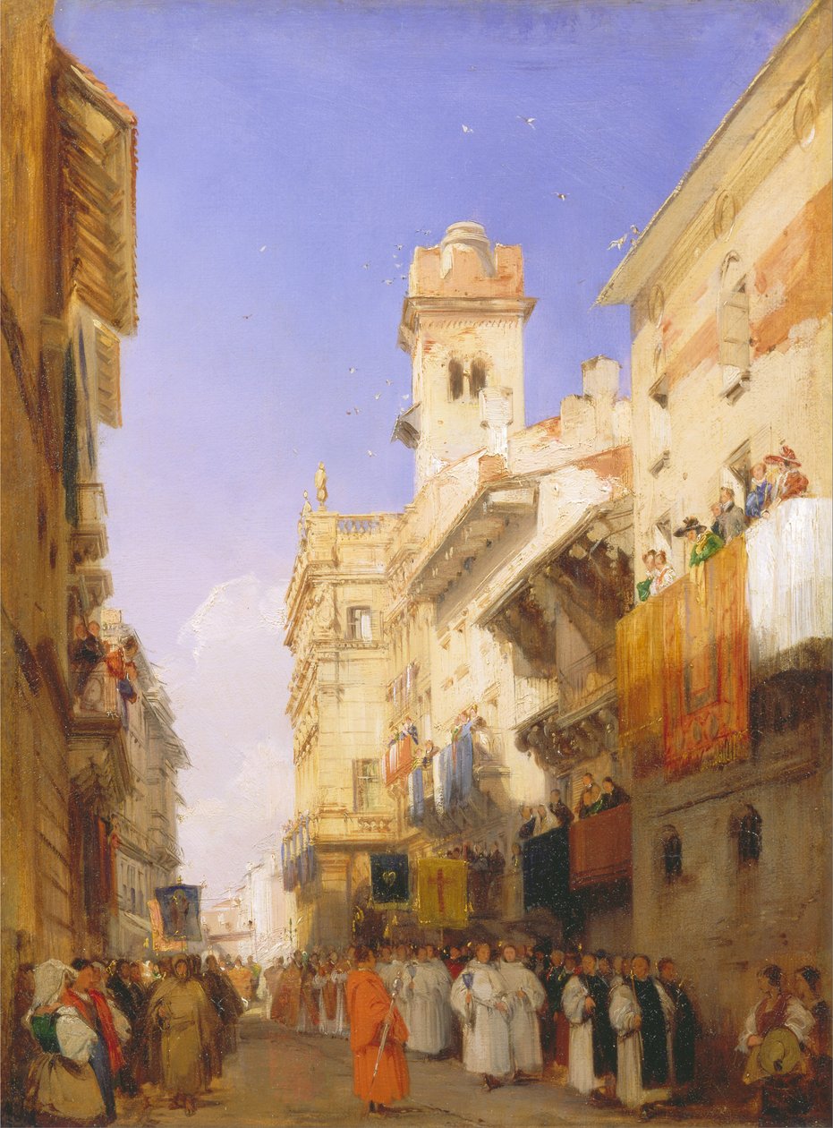 Corso SantAnastasia, Verona af Richard Parkes Bonington