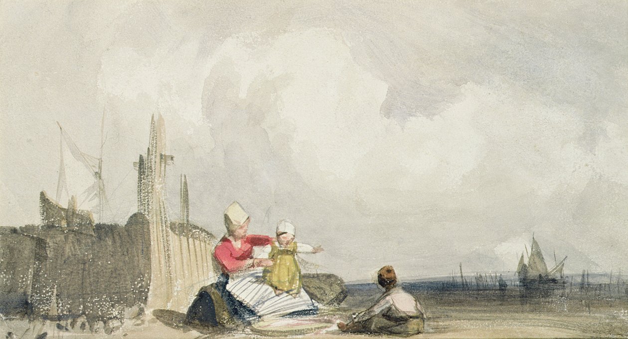 Fiskerfolk på stranden af Richard Parkes Bonington