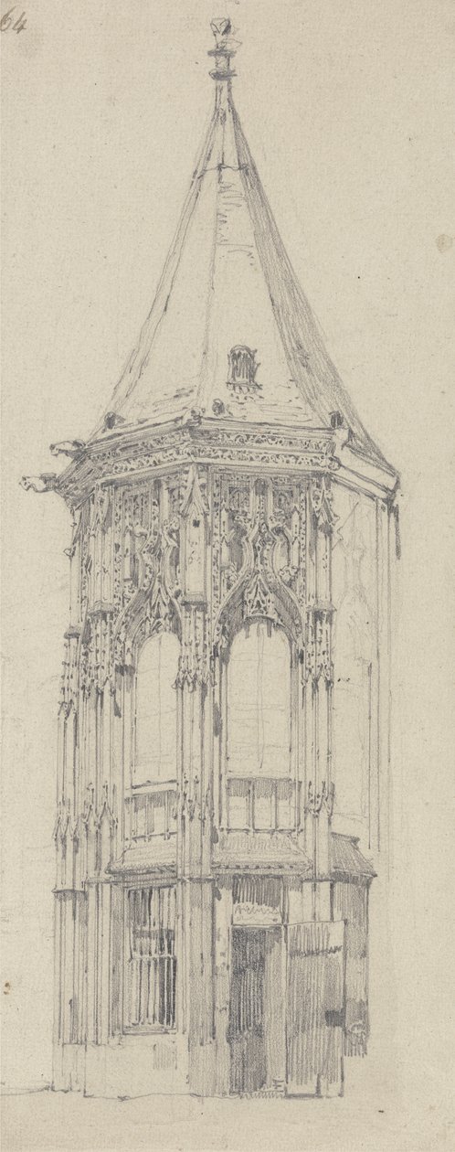 Retsbygningen, Rouen (grafit på lagt papir) af Richard Parkes Bonington