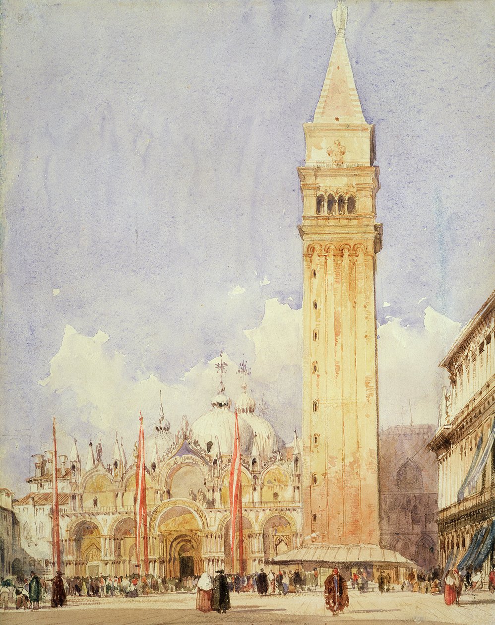 Piazza San Marco, Venedig, ca.1826 (grafit og wc på papir) af Richard Parkes Bonington