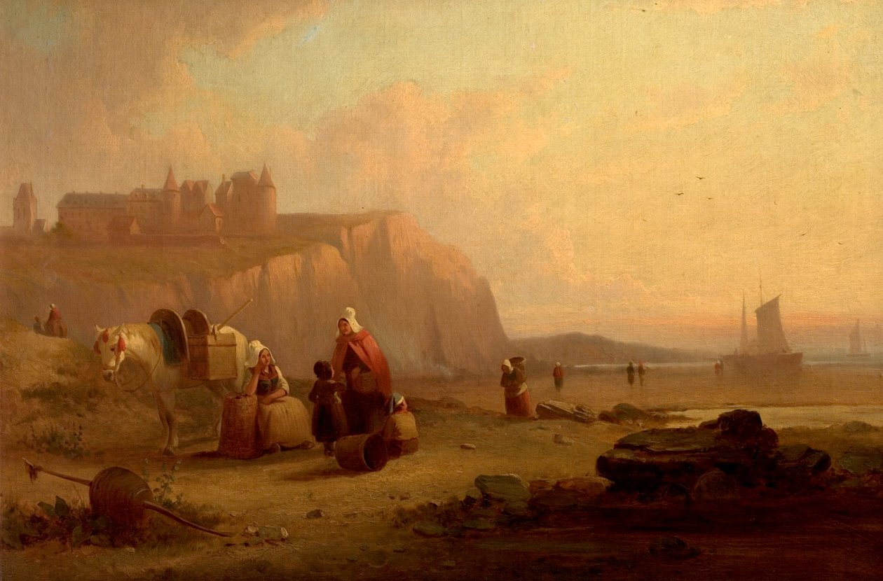 Scene på Normandiets kyst, Frankrig af Richard Parkes Bonington