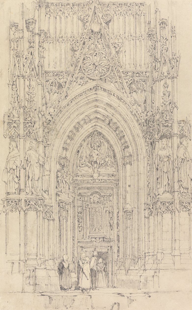 Kirken St. Wulfran, Abbeville- Nordfrontens vestdør af Richard Parkes Bonington