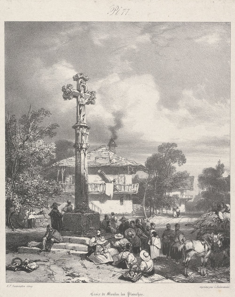 Kors af Moulin les Planches, 1827 af Richard Parkes after Bonington