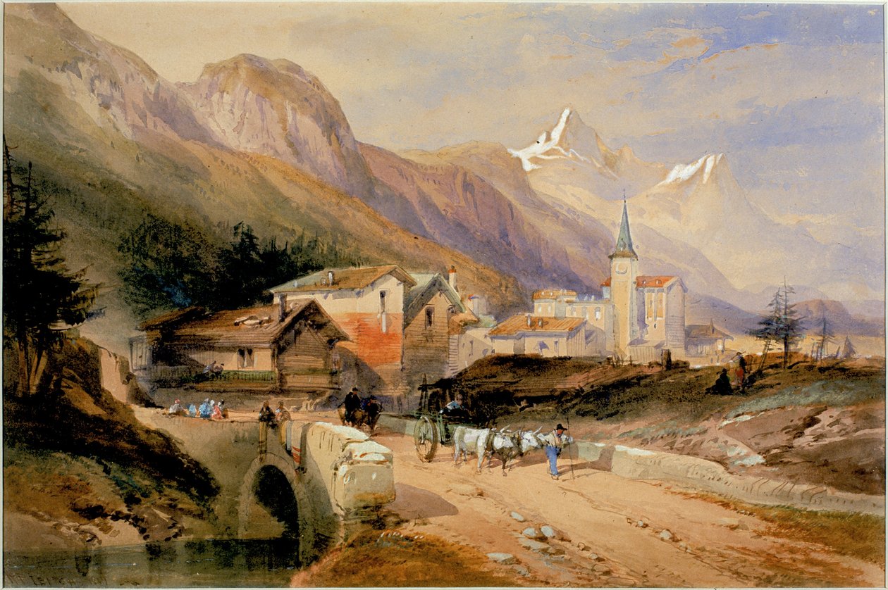 An Alpine Village (kropsfarve) af Richard Principal Leitch