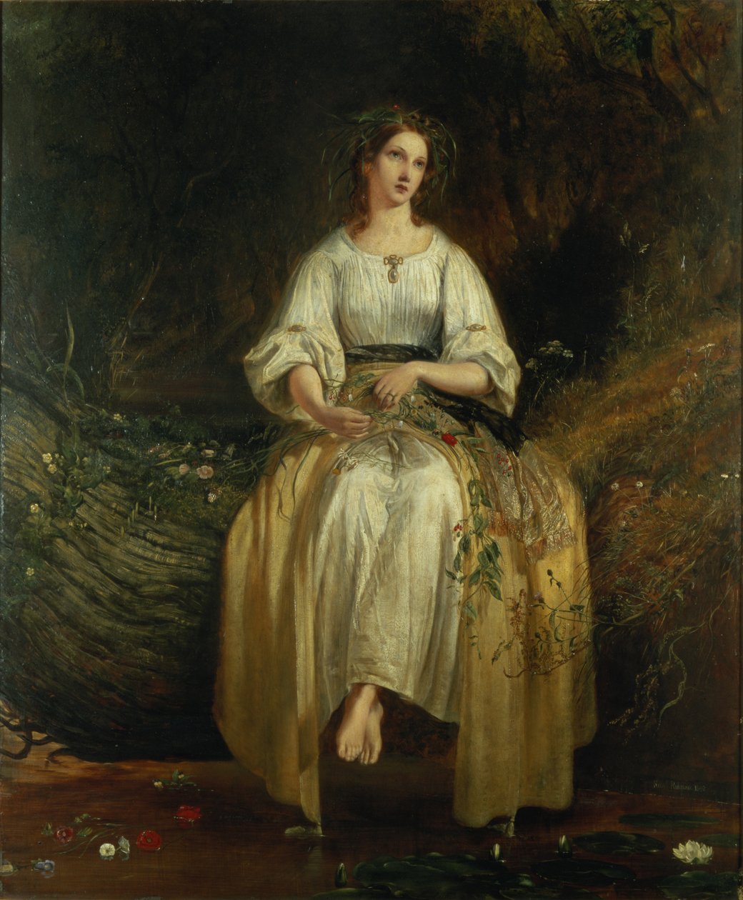 Ophelia væver sine guirlander, 1842 af Richard Redgrave