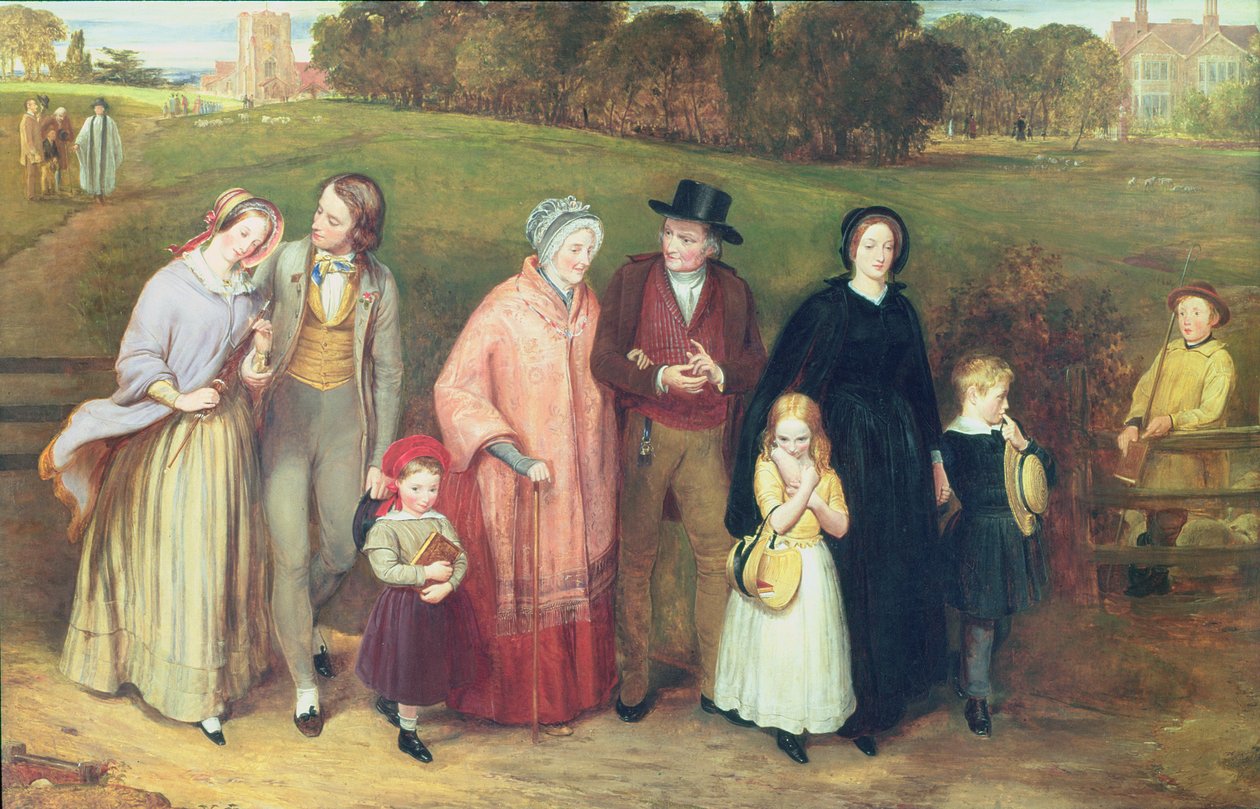 Søndag morgen - Gåturen fra kirken, 1846 af Richard Redgrave