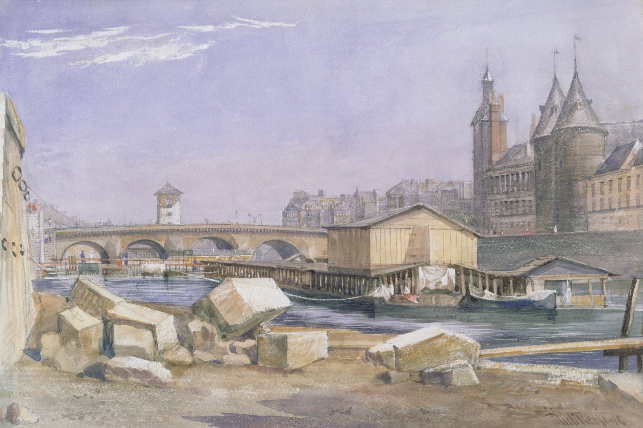Pont au Change og Conciergerie, Paris, 1837 af Richard Redgrave