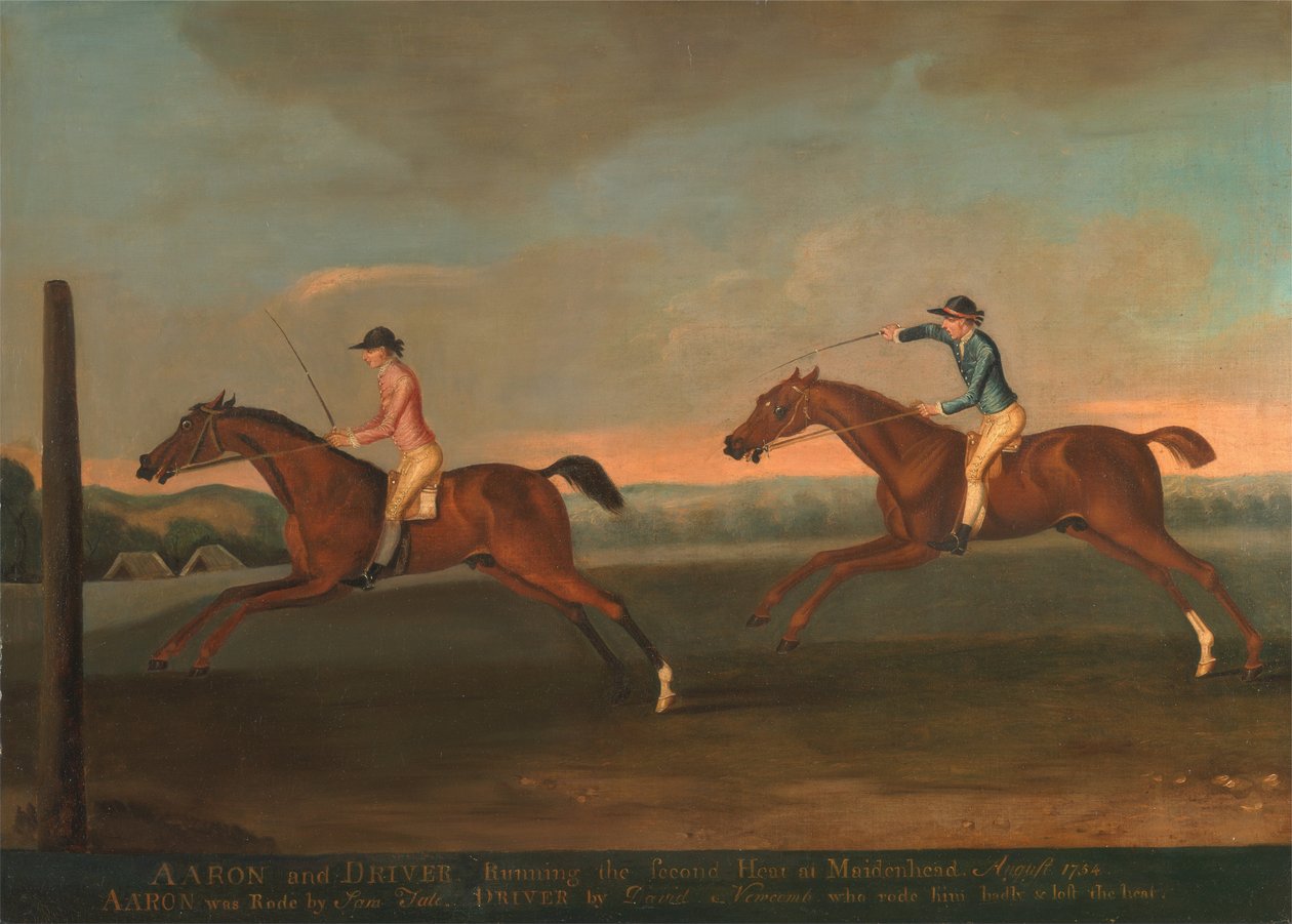 Kampen mellem Aaron og Driver på Maidenhead, august 1754- Aaron vandt det andet heat, ca. 1754 af Richard Roper
