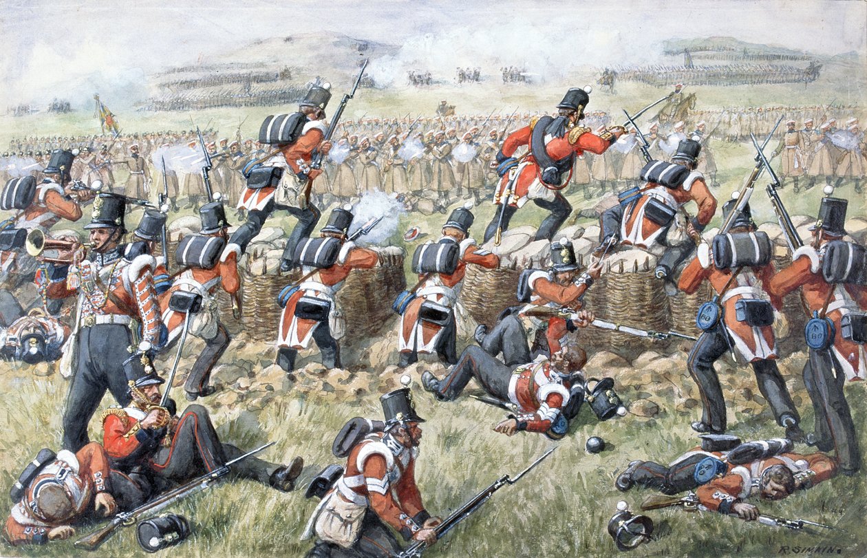 The 23rd Regiment Royal Welsh Fusiliers ved slaget ved Alma den 20. september, 1854 af Richard Simkin