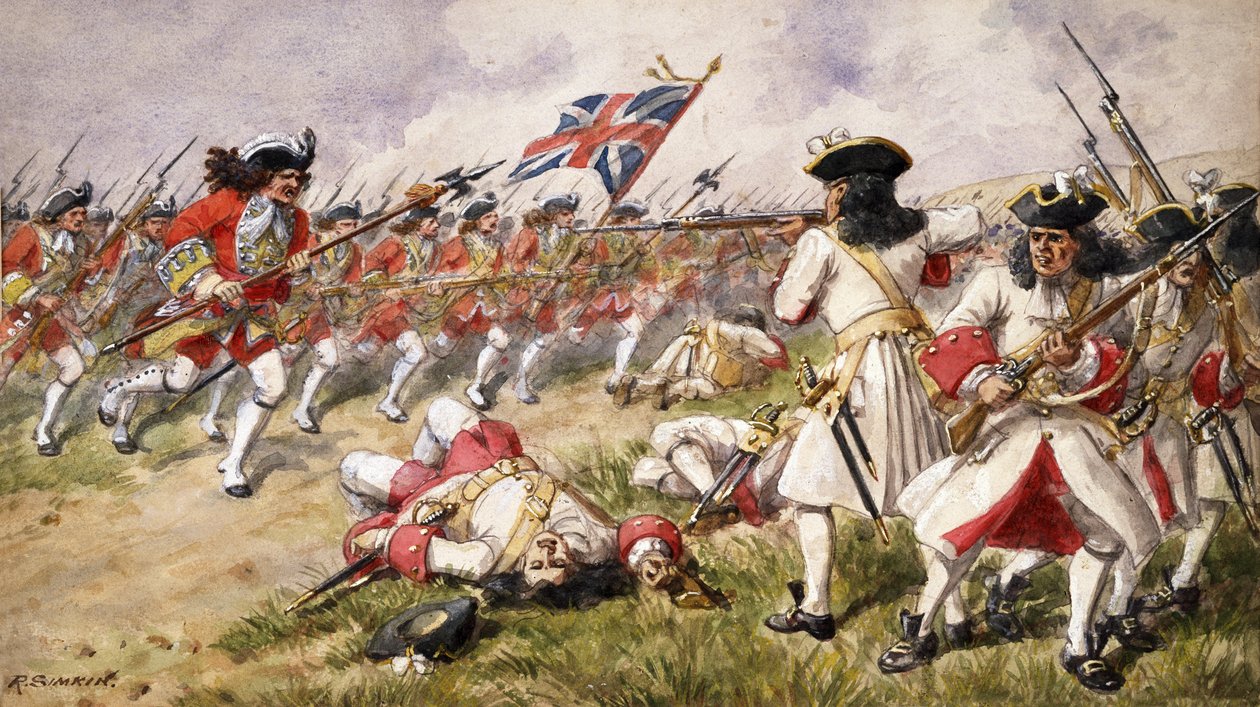 Slaget ved Ramillies, 16. fod angreb det franske infanteri, 1900 af Richard Simkin