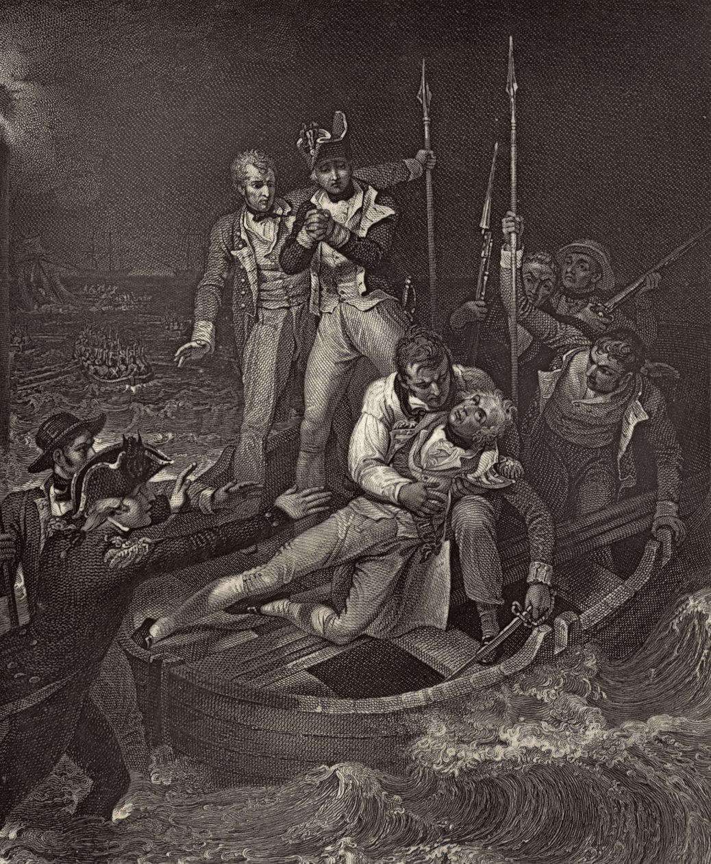 Nelson såret på Tenerife i 1787, illustration fra 