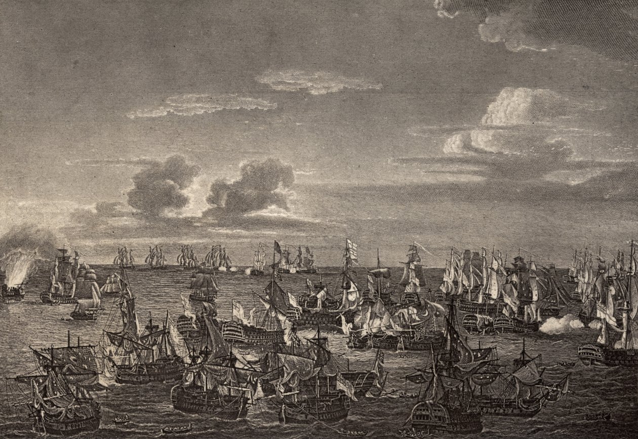 Slaget ved Trafalgar i 1805, illustration fra 