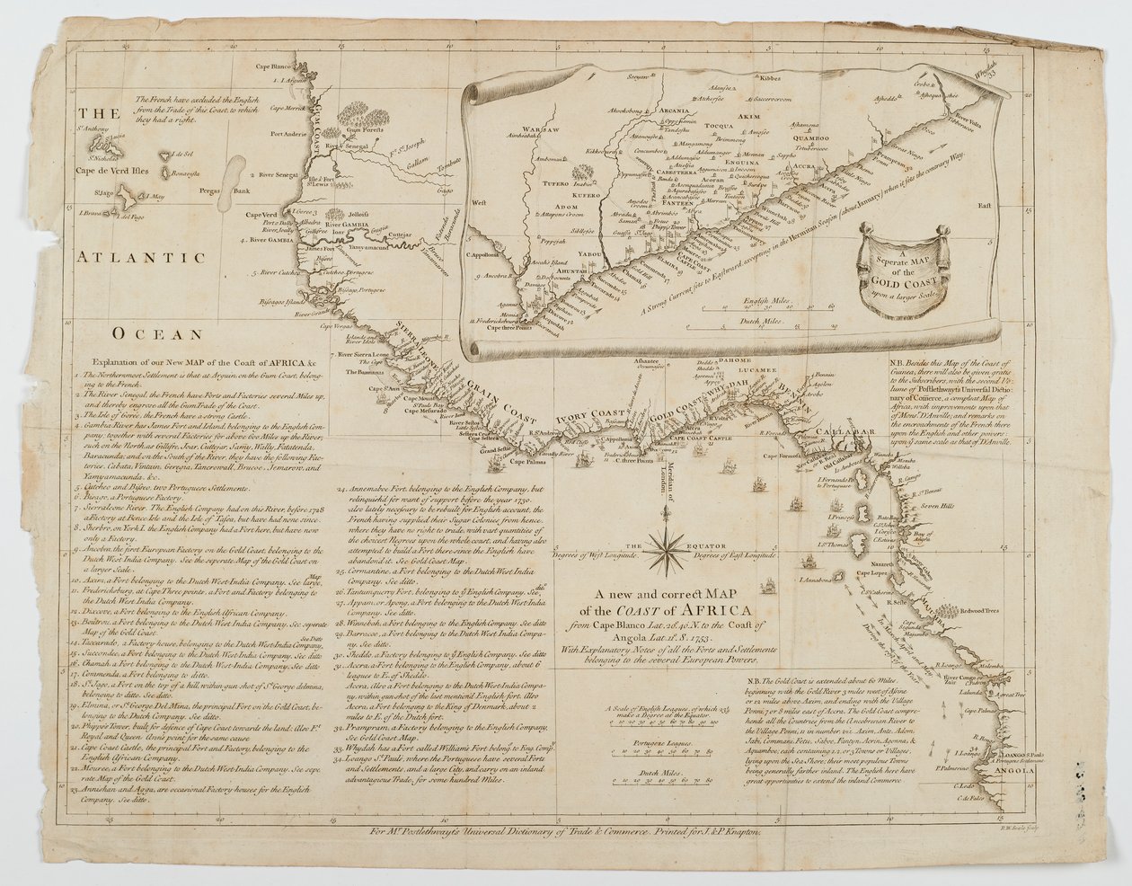 Kort over Afrikas kyst, 1753 af Richard William Seale