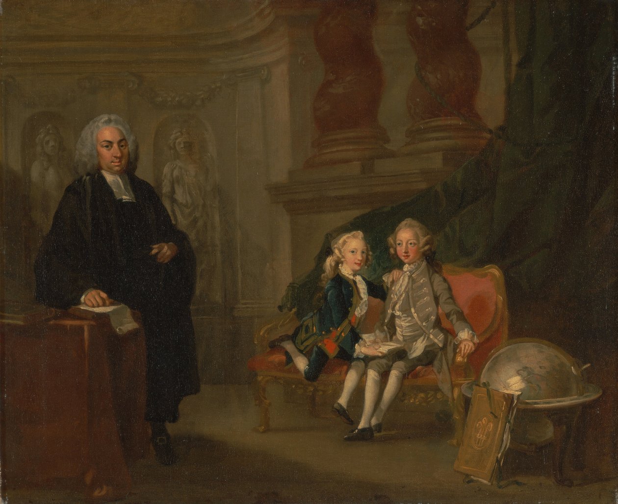 Prins George og prins Edward Augustus, sønner af Frederick, prins af Wales, med deres underviser Dr. F ... af Richard Wilson