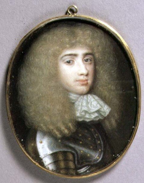 Portrætminiature af Robert Porter, ca.1660 (akvarel på pergament) af Richard  Gibson