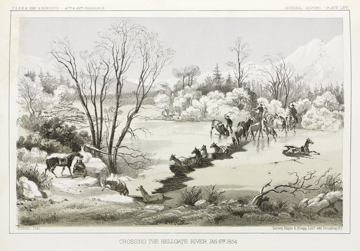 Krydser Hellgate River, Montana, USA, 6. januar 1854 af John Pardon