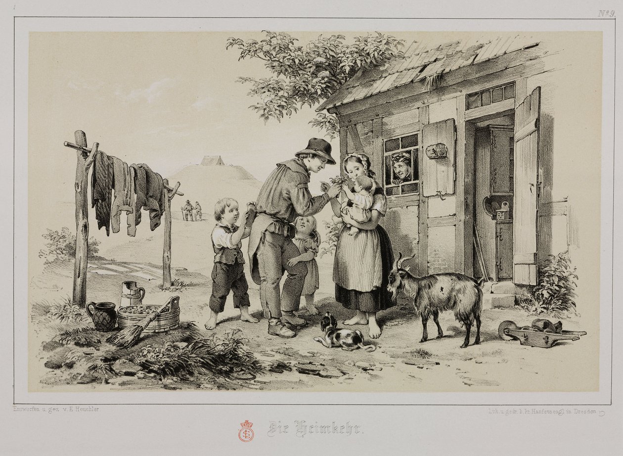 Minearbejder vender hjem, Tyskland, c 1851 af John Pardon