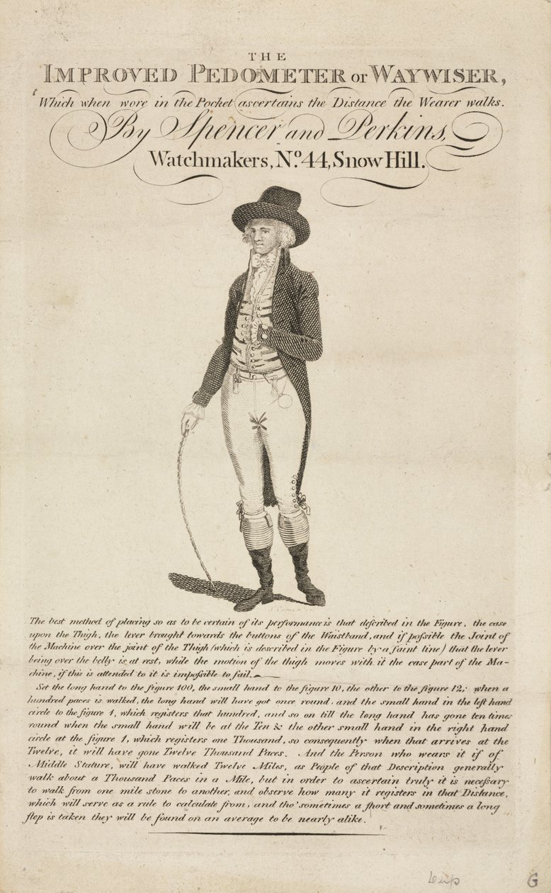 Den forbedrede skridttæller eller vejviser, ca. 18. århundrede af John Pardon