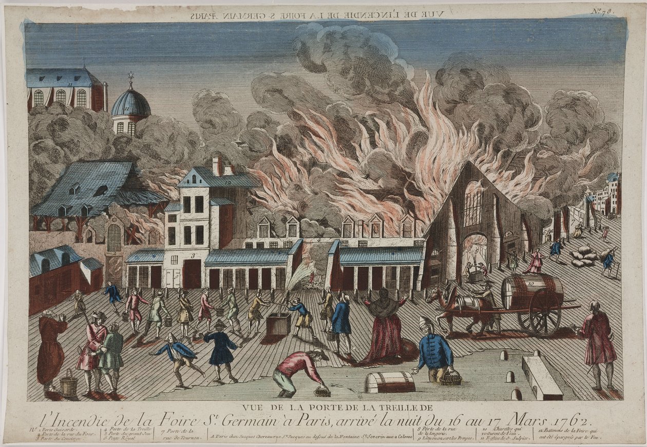 Udsigt over branden ved St. Germain, Paris af John Pardon