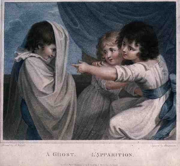 A Ghost, indgraveret af Luigi Schiavonetti (1765-1810), pub. af T. Simpson af Richard (after) Westall