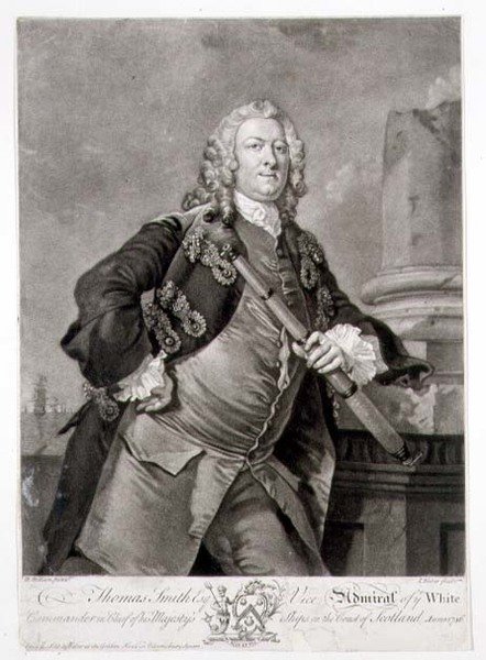 Portræt af admiral Thomas Smith (d.1762) Viceadmiral af den hvide, indgraveret af John Faber (1684-1756) 1746 (gravering) af Richard (after) Wilson