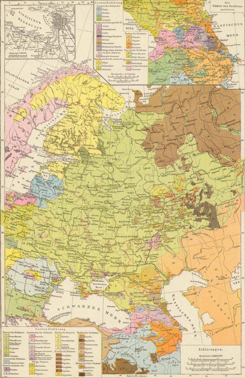 Andree, Richard. Volkerkarte von Russland. 1881 A af Richard Andree