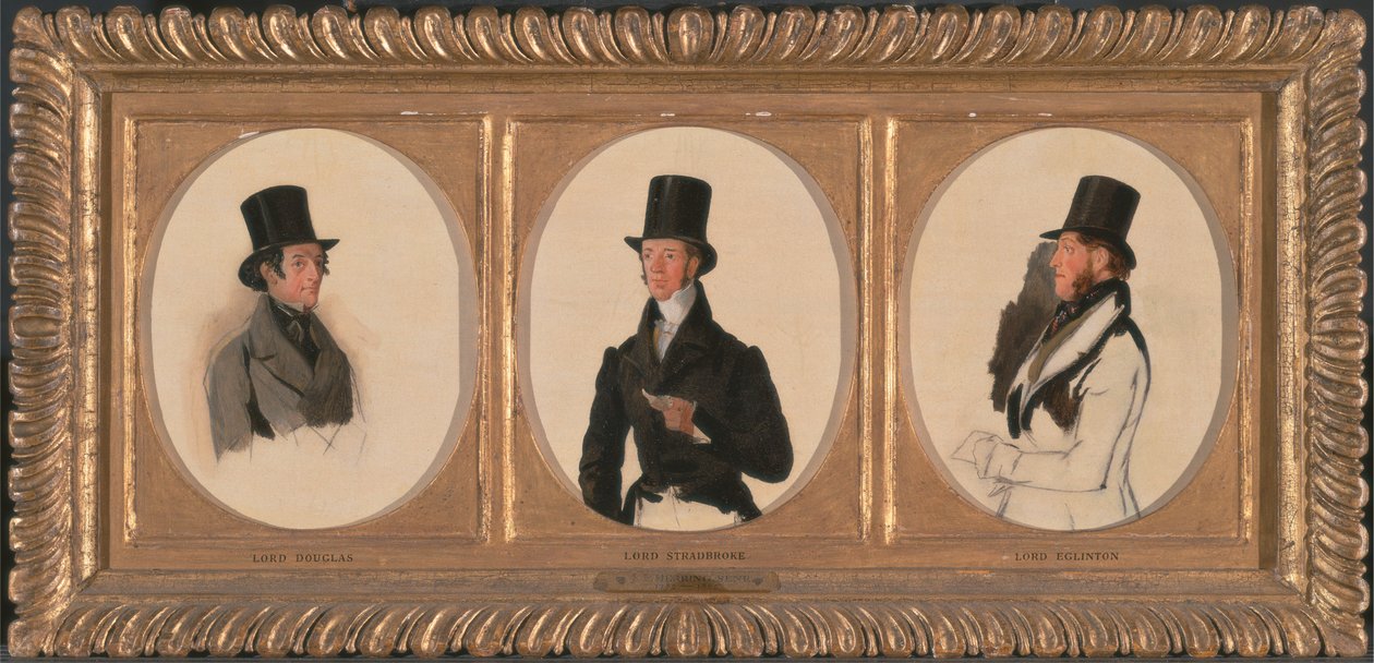 Studier til portrætterne af Lord Eglinton, Lord Douglas og Lord Stradbroke i `The Waterloo Cup Coursing Meeting