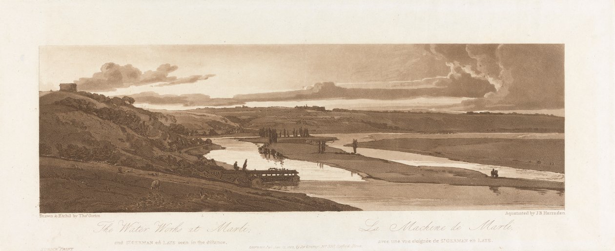 Vandværket ved Marli og St. Germain en Laye set i det fjerne 1803; Plade 15 fra Views in Paris, Emanuel Volume-sporingen af pladen B1981.25.2624 af Richard Banks Harraden