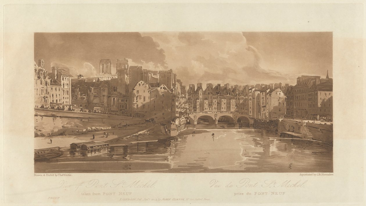 Udsigt over Pont St. Michael, hentet fra Pont Neuf, 1803 af Richard Banks Harraden