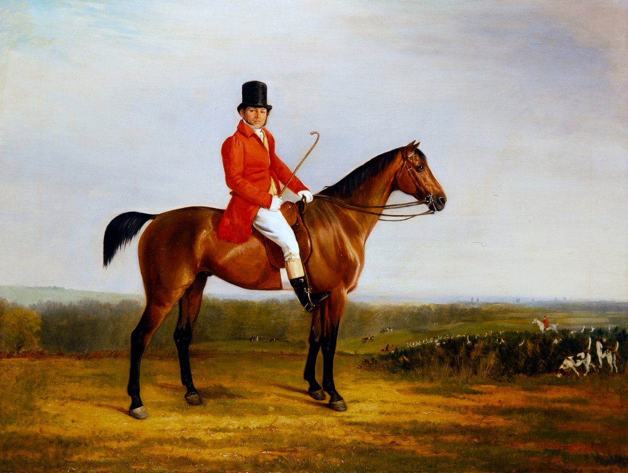 Isaac Sadler monteret på en Bay Hunter (olie på lærred) af Richard Barrett Davis
