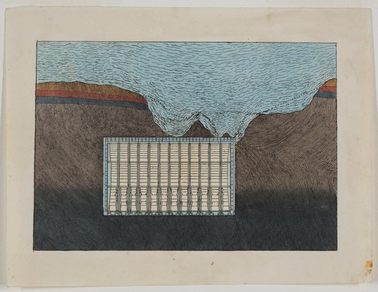 Et vaskebillede af skjoldet, ca. 1818-39 (akvarel) af Richard Beamish