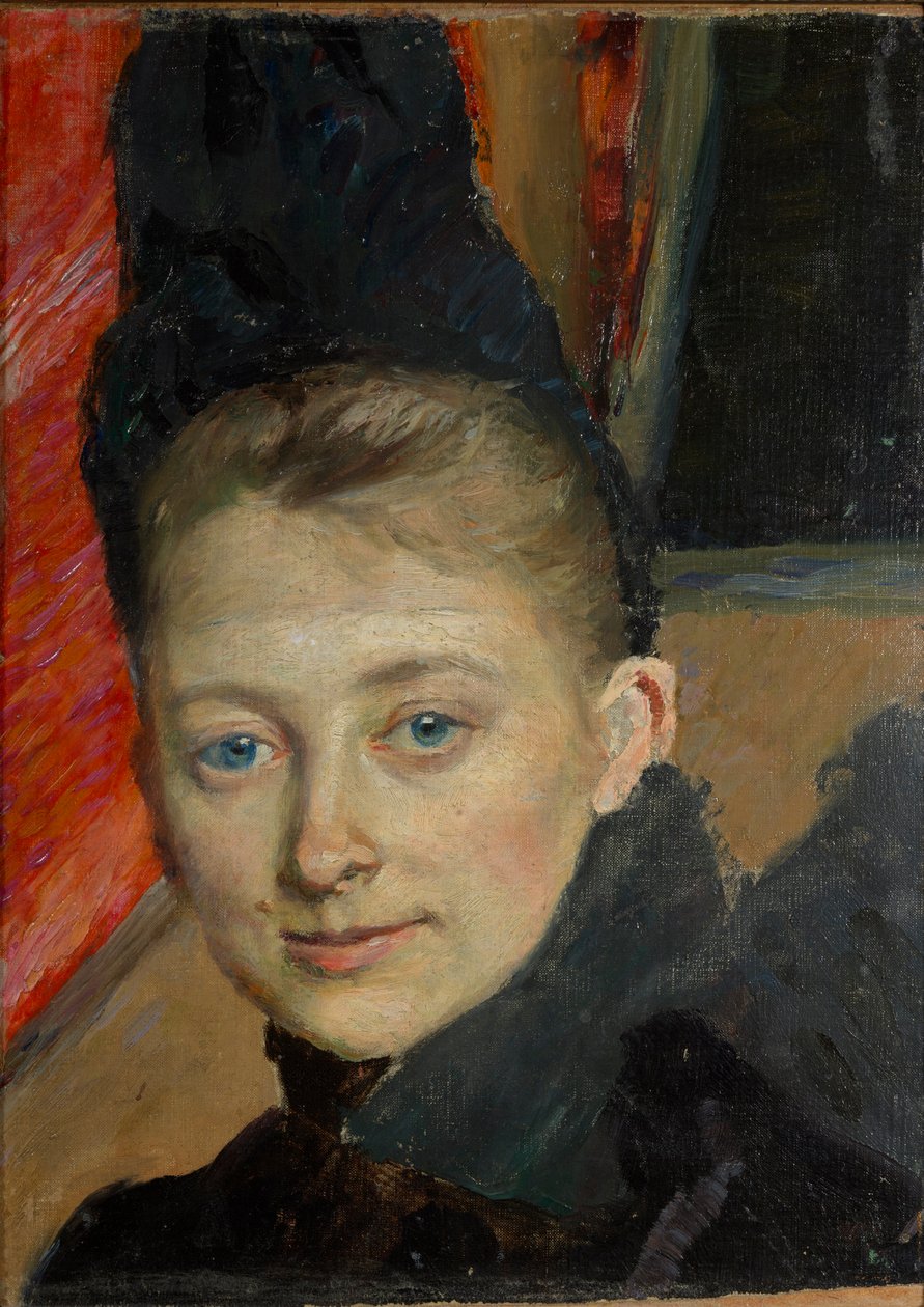Portræt af kunstnerens første hustru født Klemming af Richard Bergh