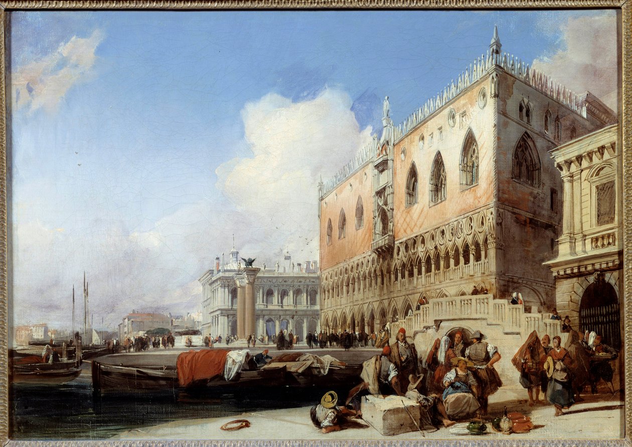 Udsigt over Venedig, Quai des Schiavoni og Dogespaladset Maleri af Richard Bonington (1801-1828) 1827 Søn. 0,41 x 0,54 m af Richard Bonington